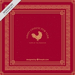 公雞中國新年優(yōu)雅的紅色背景