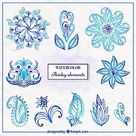 wwatercolor藍(lán)色抽象形狀的飾物