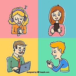用設備給人們畫素描