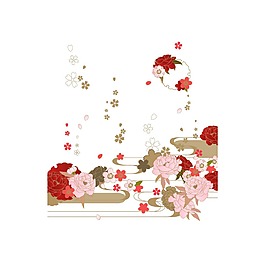 手绘水墨花朵元素