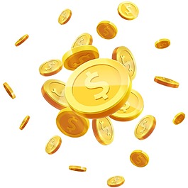 手繪金幣飄浮元素