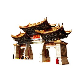 手绘复古门楼元素