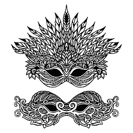 舞會面具精美紋身圖案矢量