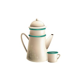 手繪白色茶壺杯子元素