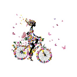 卡通人物自行車元素