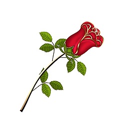 简约红色玫瑰花元素