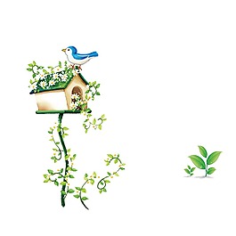 清新綠葉小鳥(niǎo)元素