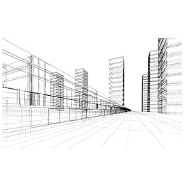 手绘街道建筑元素