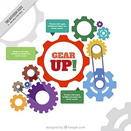 帶有語音泡泡的齒輪裝配的多彩背景