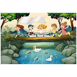 在大自然中玩耍的孩子們