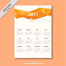 具有多邊形設計的現代2017年歷