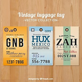 老式行李標簽收集在平面設計