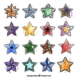 套水彩涂鴉的星星