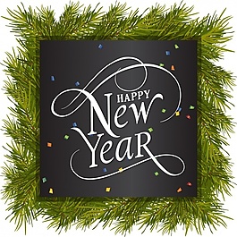 新年快樂，松木框架和五彩紙屑