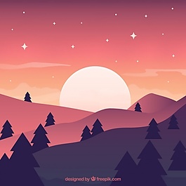 可爱的山地景观和松树