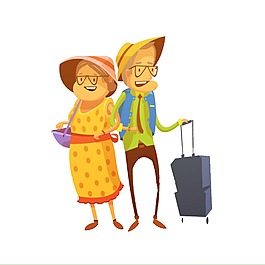 手绘卡通人物旅游元素