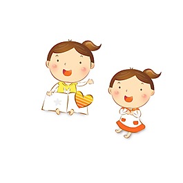 手绘可爱女孩元素