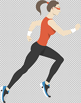 手繪美女跑步者免摳png透明圖層素材