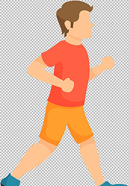手繪扁平跑步者免摳png透明圖層素材