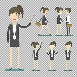 卡通風(fēng)格商務(wù)女士免摳png透明圖層素材