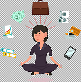 手繪商務(wù)女士辦公用品免摳png透明素材