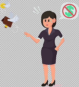 手繪商務(wù)女士免摳png透明圖層素材