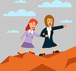 攜手登山的商務(wù)女士免摳png透明圖層素材