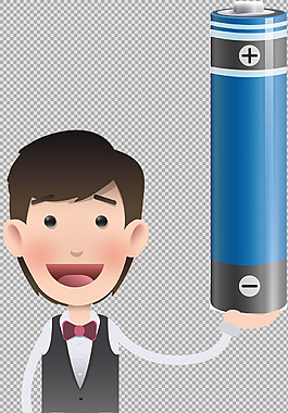 手捧電池的商務(wù)男士免摳png透明圖層素材