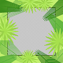 綠葉鮮花邊框免摳png透明圖層素材