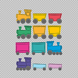 手繪彩色火車(chē)插圖免摳png透明圖層素材