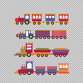 手繪卡通火車插圖免摳png透明圖層素材