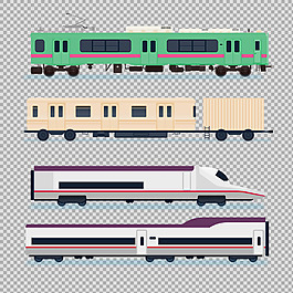 手繪各種火車插圖免摳png透明圖層素材