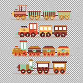 手繪扁平風(fēng)格火車插圖免摳png透明素材