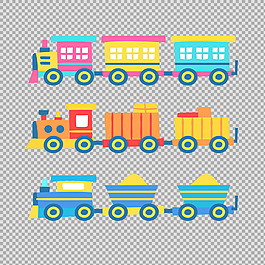 彩色卡通火車(chē)插圖免摳png透明圖層素材