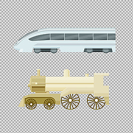 不同時(shí)代火車(chē)插圖免摳png透明圖層素材