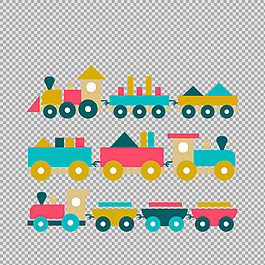 手繪彩色火車(chē)插圖免摳png透明圖層素材