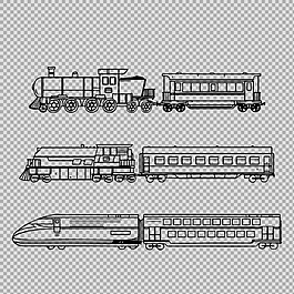 素描風格火車插圖免摳png透明圖層素材