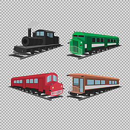 不同時代火車插圖免摳png透明圖層素材