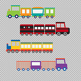 彩色卡通火車插圖免摳png透明圖層素材