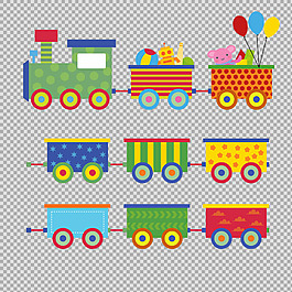 手繪火車(chē)兒童插圖免摳png透明圖層素材