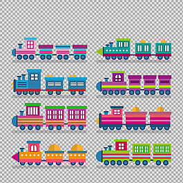 手繪彩色火車插圖免摳png透明圖層素材