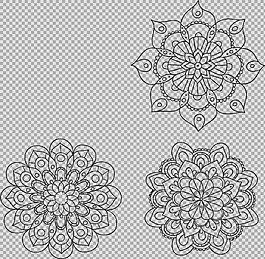 素描風(fēng)格曼陀羅花紋免摳png透明圖層素材