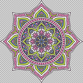 彩色曼陀羅花紋免摳png透明圖層素材
