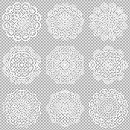 白色抽象曼陀羅花紋免摳png透明圖層素材