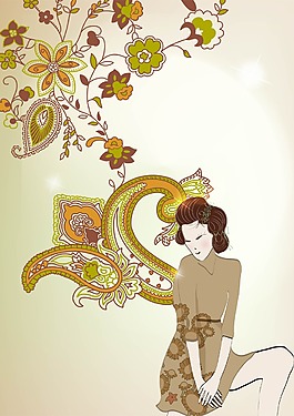 矢量時尚印花圖案時尚女性