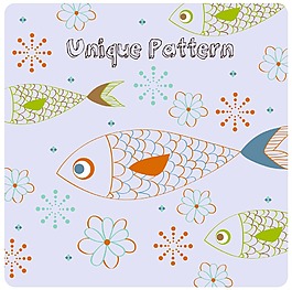 矢量抽象小魚裝飾圖案