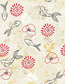 矢量抽象花紋魚類圖案