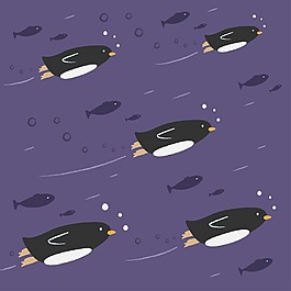 紫色企鵝裝飾圖案