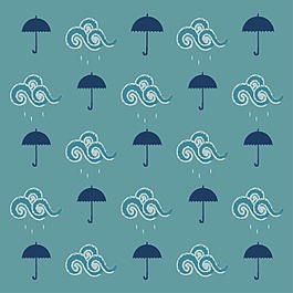 矢量白云雨傘裝飾圖案
