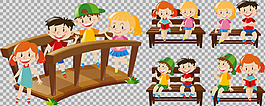 可愛的學(xué)生小孩免摳png透明圖層素材